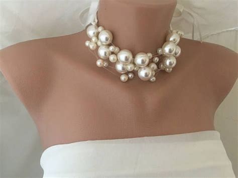 Bridal Jewelry Pearl Choker Wedding Necklace Handmade Brides