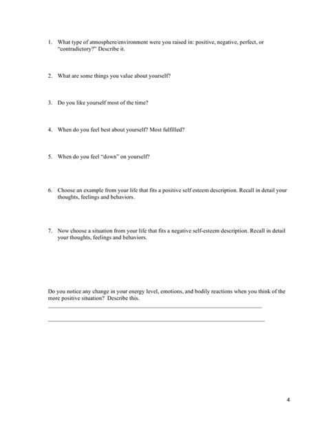 Self Esteem Questionnaire Soar Program Pdf