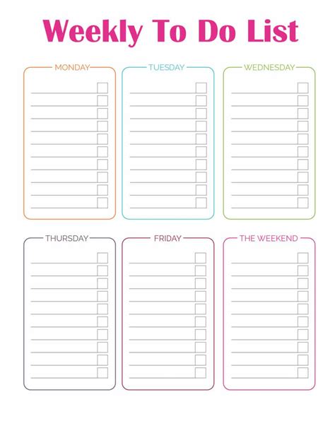 Printable Weekly To Do List Web Weekly To Do List Templates