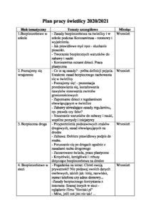 Plan pracy świetlicy Zespół Szkół Ogólnokształcących Nr 2 im