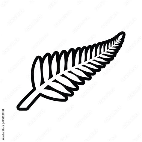 Fern Line Icon Simple Outline Style Leaf Logo Nz Kiwi Maori