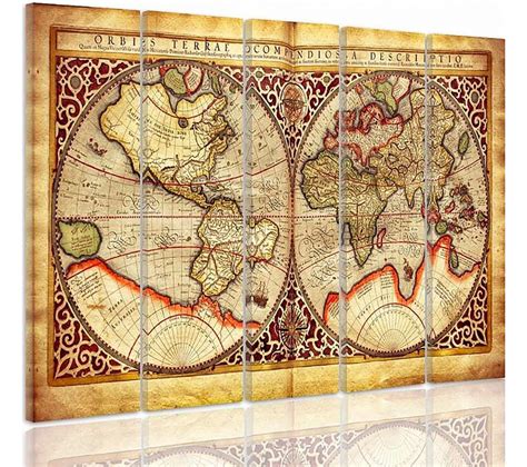 Tableau Vieille Carte Du Monde X Cm Tableau Toile But