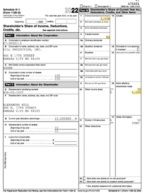 Solved View Alex’s 2022 ﻿schedule K 1 ﻿hill Production Inc