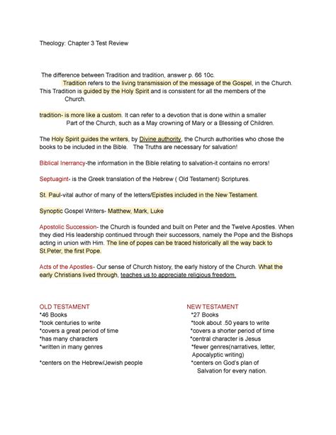 Thology Chapter # 3 TEST - Theology: Chapter 3 Test Review The