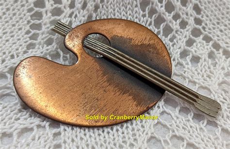 Rebajes Copper Paint Palette Brooch Vintage Designer Fashion Jewelry