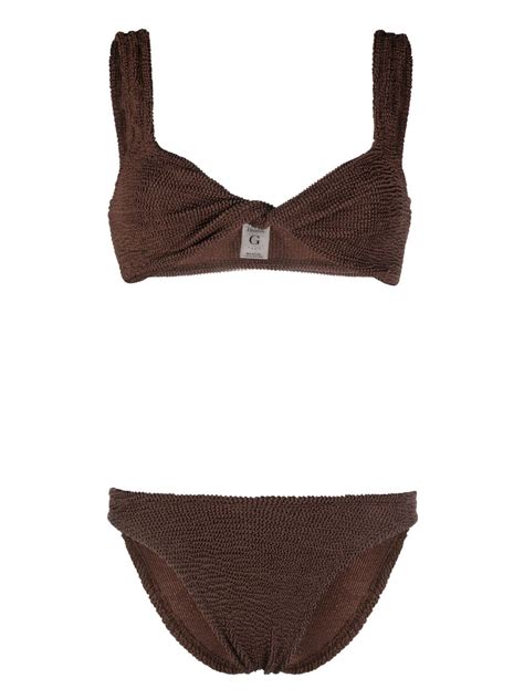 Hunza G Brown Juno Crinkle Bikini Browns