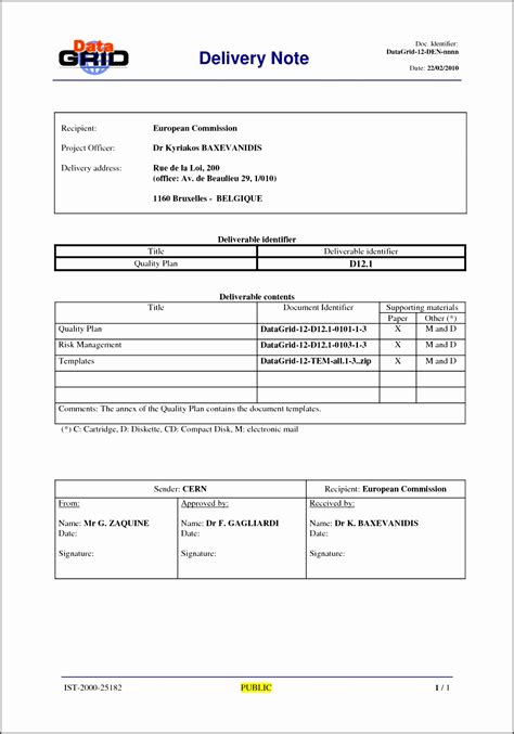 Document Delivery Receipt Template Free Samples Examples Format