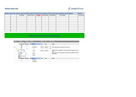 Excel Action Item Template For Your Needs