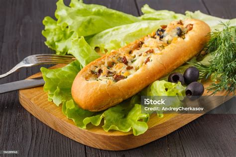 Baguette Stuffed With Bolognese Ragout Of Minced Beef Tomatoes And