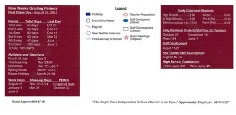 Eagle Pass High School - School District Instructional Calendar - Eagle ...