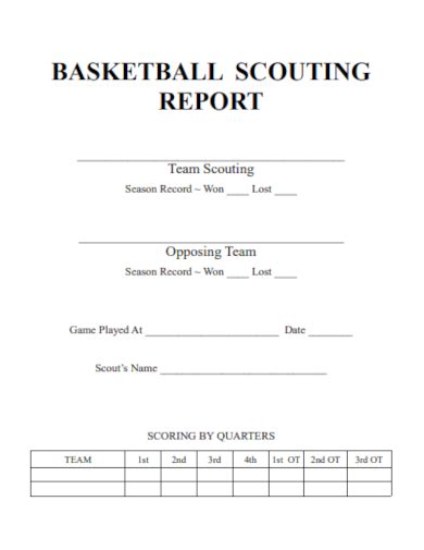 Free 5 Basketball Scouting Report Samples In Pdf