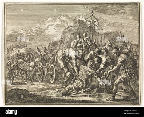 Antiochus Epiphanes Falls From His Chariot Jan Luyken 1712 Print Amsterdam Paper Etching