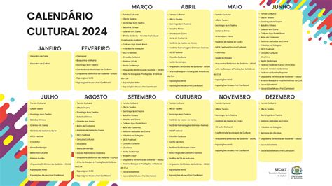 Calendário Cultural 2024 Secretaria Municipal de Cultura