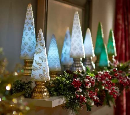 Set Of Illuminated Glistening Wax Trees By Valerie Qvc