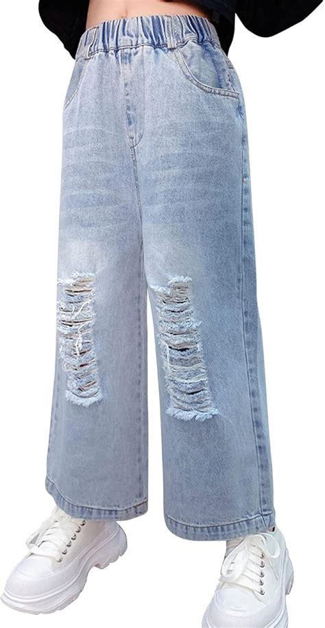 Doomiva Jean Large Enfant Fille Ado Pantalon En Denim D Contract S Jean