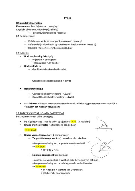 Sv H2 Fysica Fysica H2 Angulaire Kinematica Kinematica