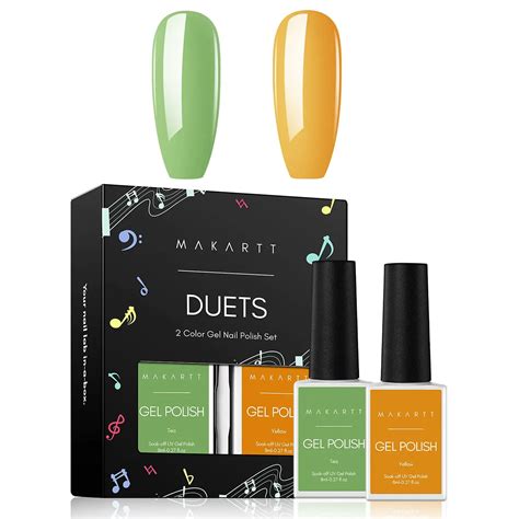 Makartt Duets Kit de vernis à ongles Gel LED à tremper jaune vert