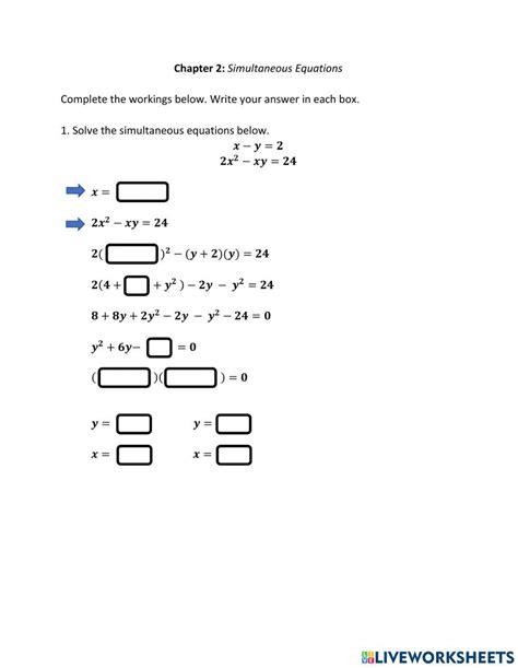 Simultaneous Equations Worksheet A Level Mastering The Art Of Solving