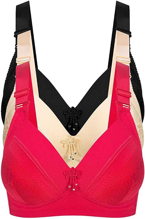 Gai Yi 34b Bras For Women 3 Pack Womens All Day Comfort Bra No Wire Jacquard And Mesh Light