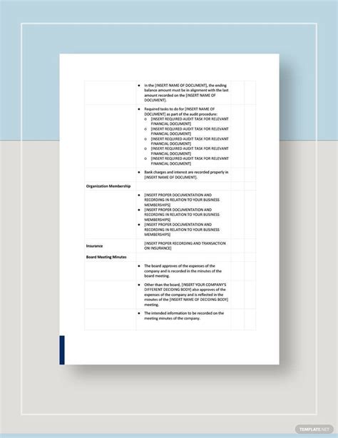 Audit Checklist Template Prntbl Concejomunicipaldechinu Gov Co