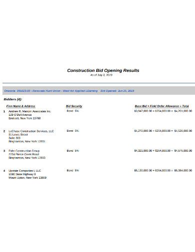Construction Bid - 24+ Examples, Templates, Format, Google Docs, Google Sheets, Excel, Word ...