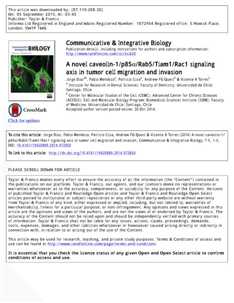 PDF A novel caveolin 1 p85α Rab5 Tiam1 Rac1 signaling axis in tumor