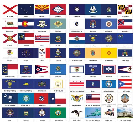 Creanoso United States 50 States Flags And Us Territories And