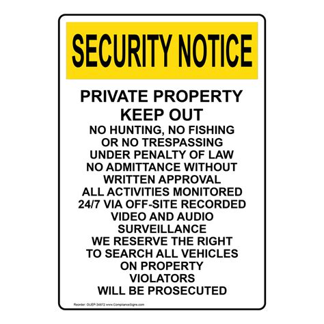 Osha Warning No Trespassing Sign Owb 4919 No Soliciting Trespass