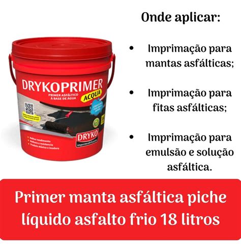 Primer Manta Asfaltica Liquida Piche Liquido Emulsão 18 L Frete grátis