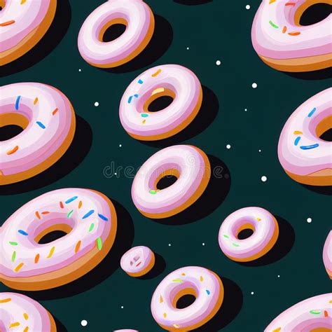 Seamless Donut Pattern, Background, Wallpaper, 3d Illustration Stock ...