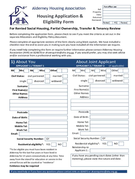 Fillable Online Housing Application Eligibility Form Fax Email Print