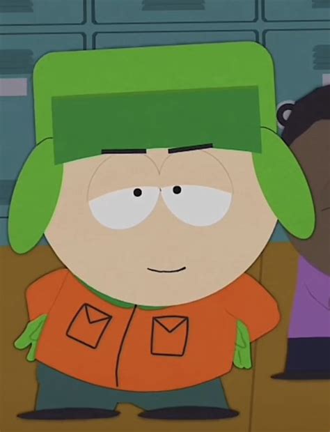 The South Park Characters Are Wearing Green Hats And Orange Shirts While One Is Looking At His