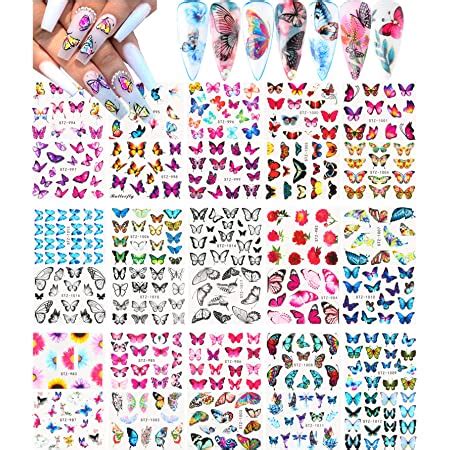 Amazon Dornail 30 Sheets Butterfly Nail Stickers Flower Nail Water