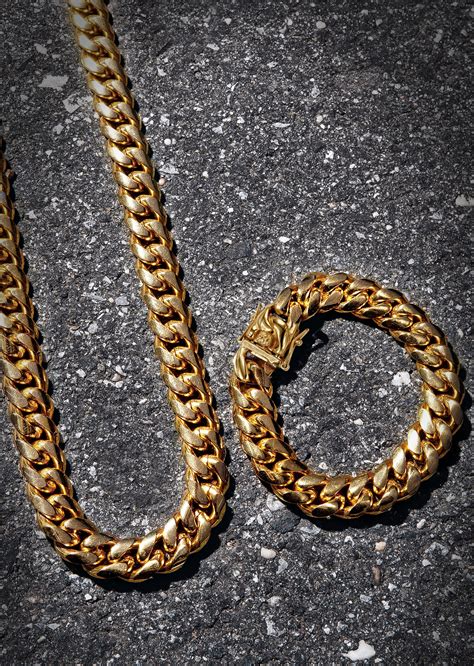 Solid Gold Miami Cuban Link Chain & Bracelet ( 14 Mm ) – goldurban.com