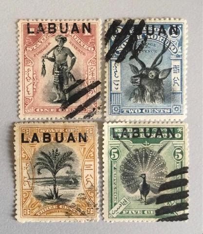 North Borneo Overprinted Labuan Stamps Hobby Collectibles For