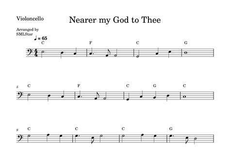 Nearer My God To Thee Cello Solo Arr P D By Public Domain Sheet