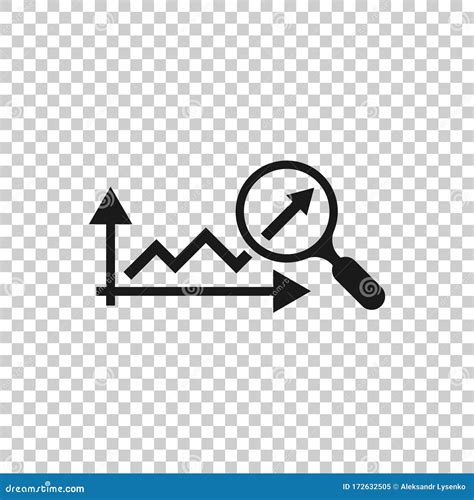 Market Trend Icon In Flat Style Growth Arrow With Magnifier Vector Illustration On White