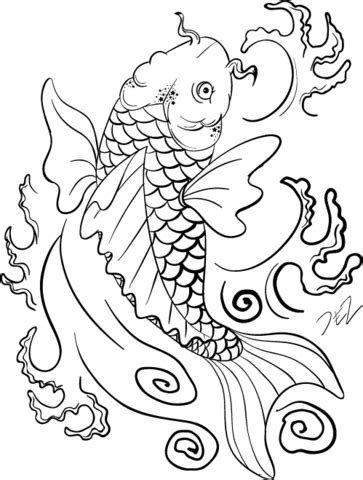 Dibujo De Arte De Pez Koi Para Colorear Dibujos Para Colorear