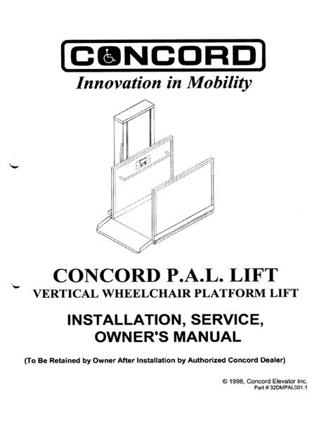 Concord P. A. L. Wheelchair Platform Lift - Installation & Servive ...