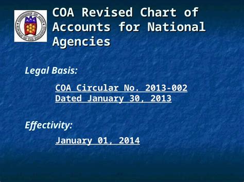 Ppt Coa Revised Chart Of Accounts For National Agencies Legal Basis Coa Circular No 2013 002