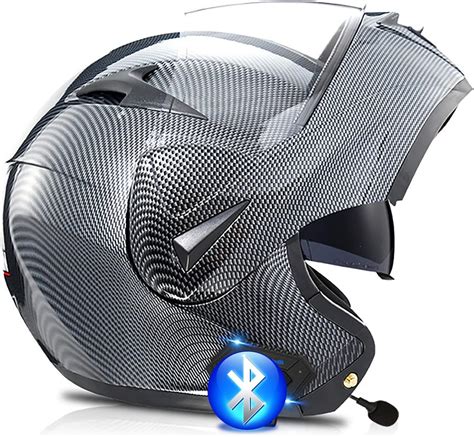 Motorradhelm Klapphelm Mit Doppelvisier Integrierter Bluetooth Helm DOT