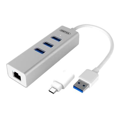 Unitek USB3 0 3 Port Gigabit Ethernet Aluminium Hub Hub 3 Ports