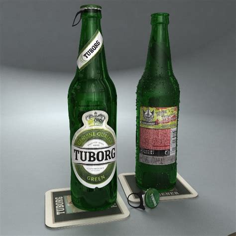 Bottles Tuborg Green Beer Cap 3d Model