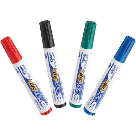 BIC VELLEDA 1751 Pack de 4 marqueurs effaçables pointe biseau