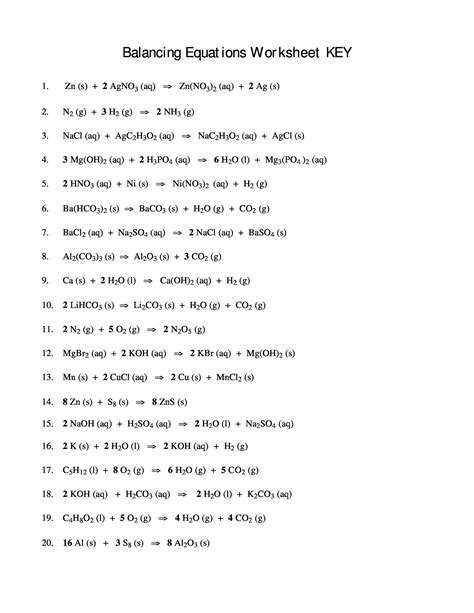 49 Balancing Chemical Equations Worksheets With Answers