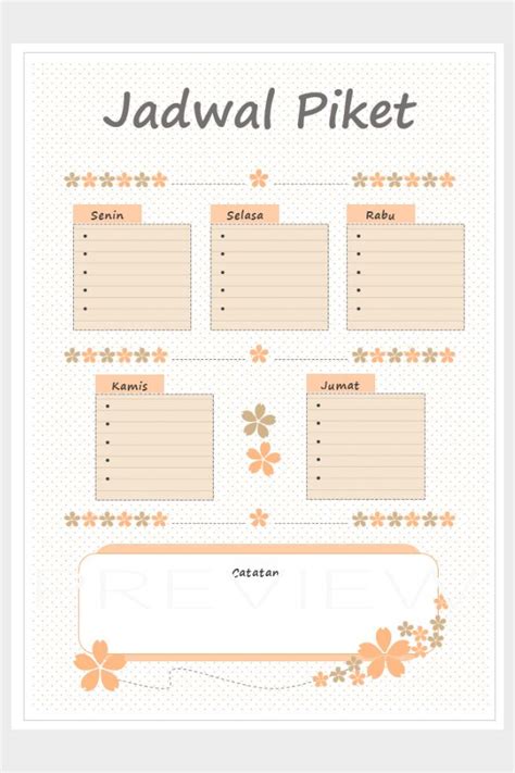 Template Jadwal Piket Word Aesthetic Bunga Template Jadwal Pelajaran