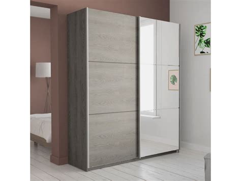 Armoire avec miroir chêne hudson 180 cm gela l 179 x l 65 x h 224