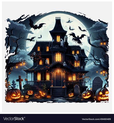 Halloween haunted house file Royalty Free Vector Image