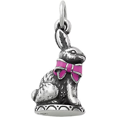 James Avery Easter Bunny Charm With Pink Enamel Bow Silver Charms