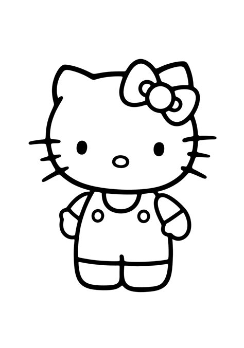 Hello Kitty Para Imprimir Com Roupa - Desenho da Hello Kitty com roupa de macacão para colorir